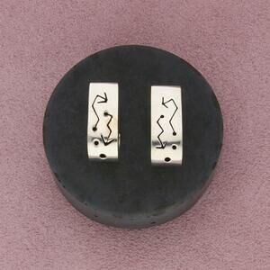 sterling silver vintage shadow box shapes j-hoop post earrings